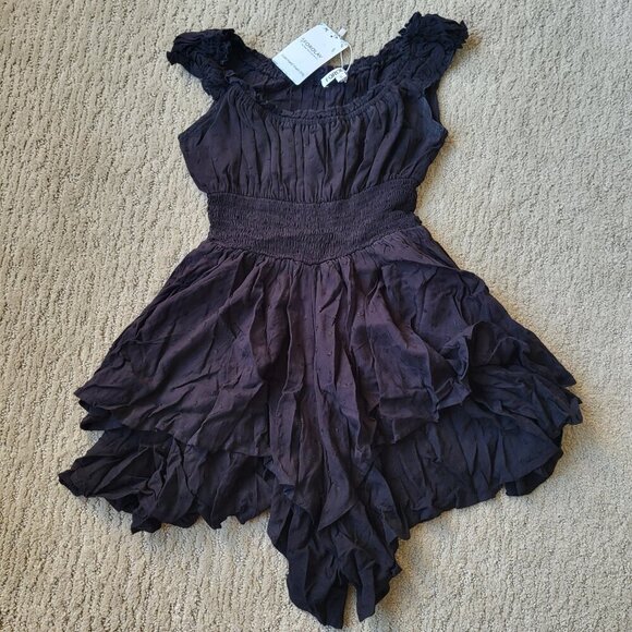 Women's FOROLAV Off Shoulder Flowy Romper – Black – Size S – NWT - Picture 10 of 13